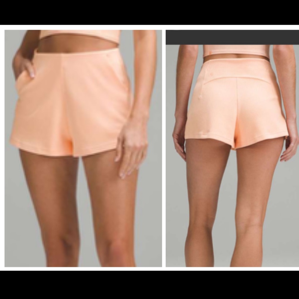 Lululemon Ribbed Softstreme High-Rise Short 2" Peach Bellini size: 4 NWT.